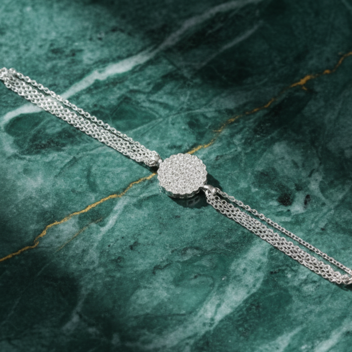 Minimal 925 Silver Moissanite Bracelet, perfect for Date