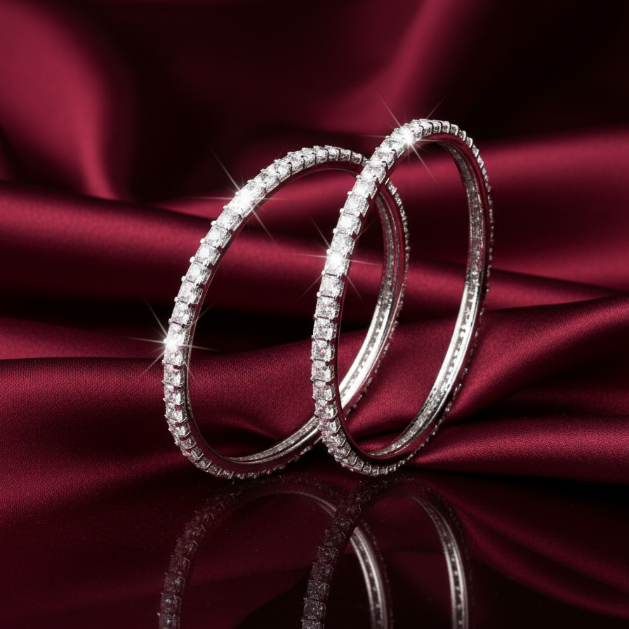 Sterling Silver Moissanite Bangles for daily wear