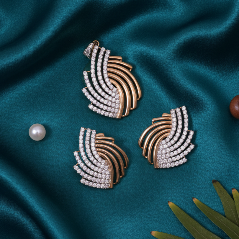 Earth Essence Sterling Silver Moissanite Pendant Set