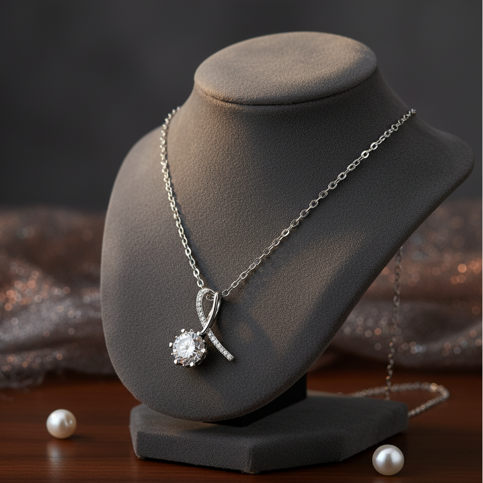 925 Sterling silver Moissanite Pendant in Sterling Silver