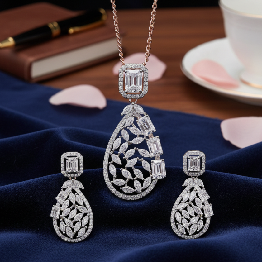 Designer Moissanite Pendant Set for Wedding Jewelry
