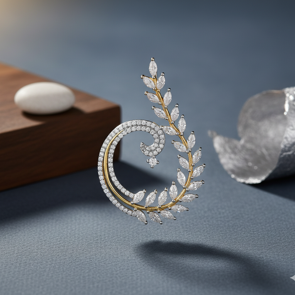 Melody of Flowers Sterling Silver Moissanite Pendant set