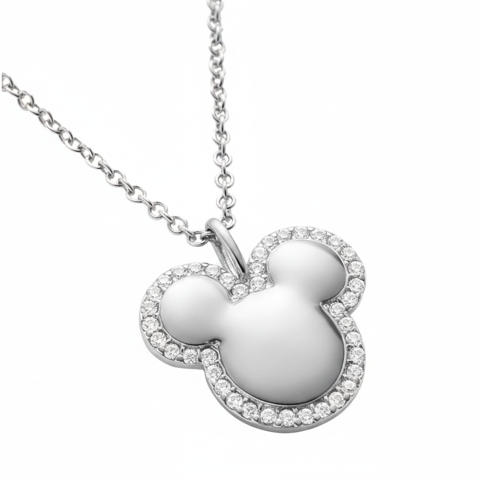 Teddy Pendant in Sterling Silver with Moissanite