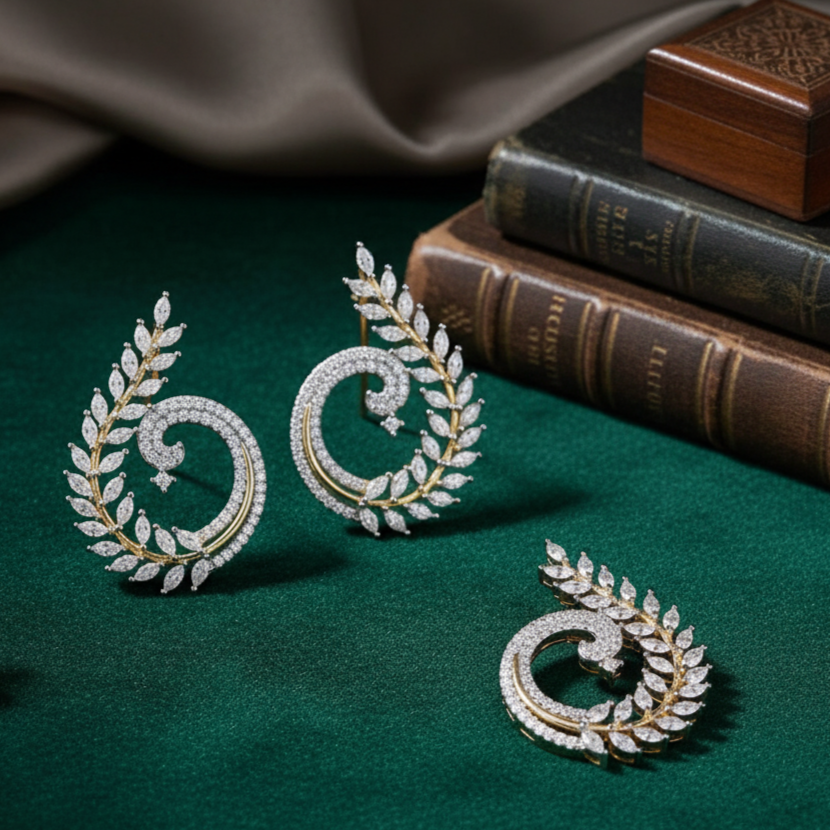 Melody of Flowers Sterling Silver Moissanite Pendant set