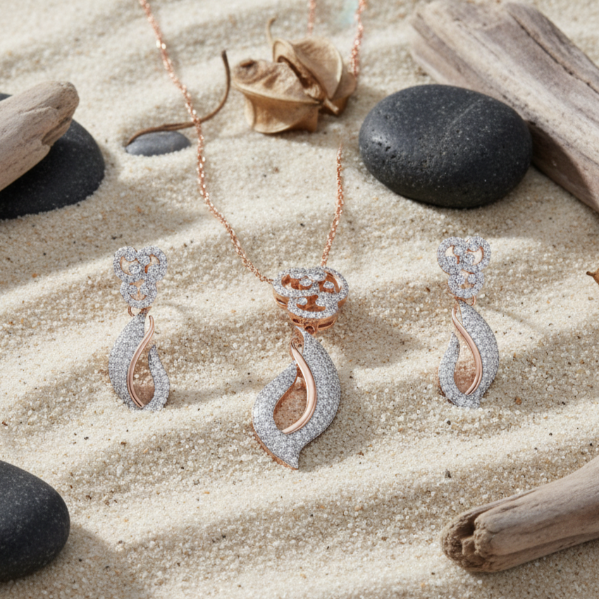 Affordable Moissanite Pendant Set in Rose Gold Finish