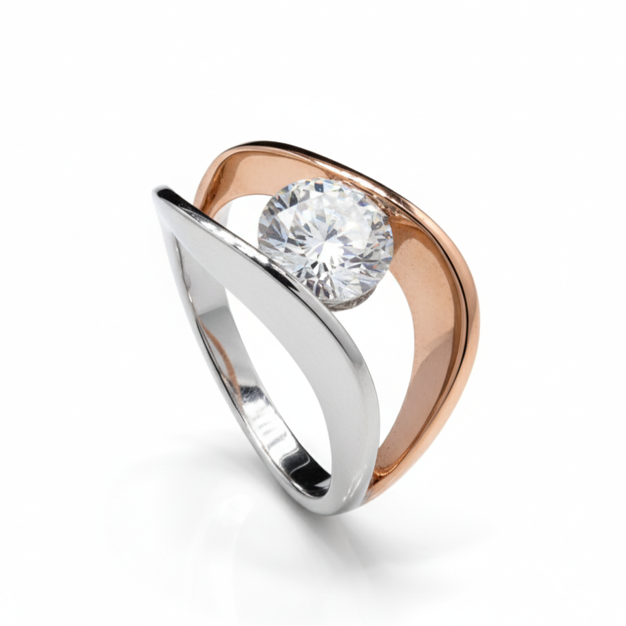 Moissanite Semi Mount Ring for him in Silver