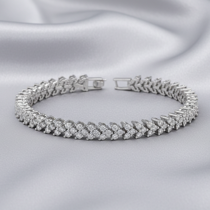 Illusion Tennis Moissanite Bracelet in 925 Silver, perfect for every occasion