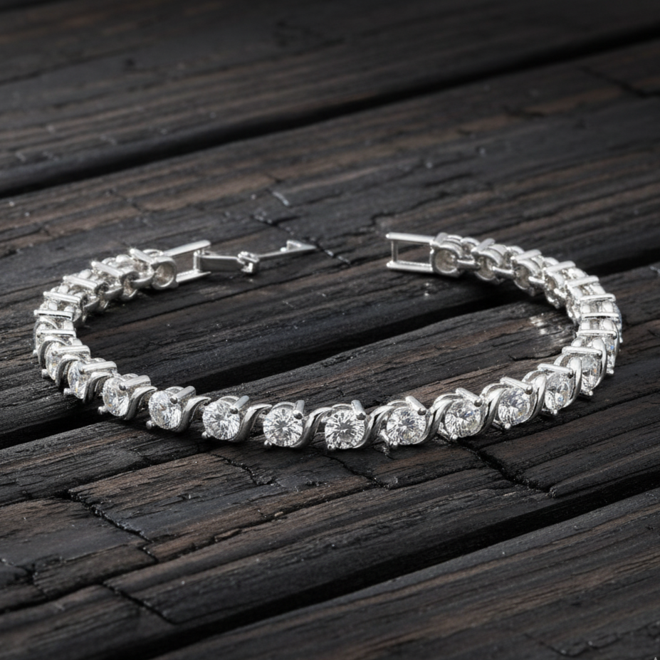 Eternity Moissanite Bracelet in 925 Silver with Moissanite Diamond