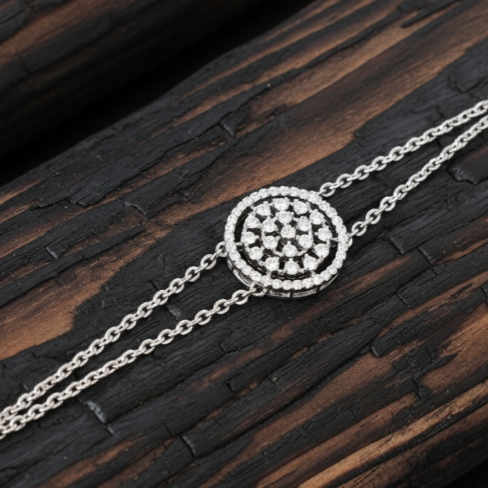 Round 925 silver Moissanite Bracelet, perfect for office wear