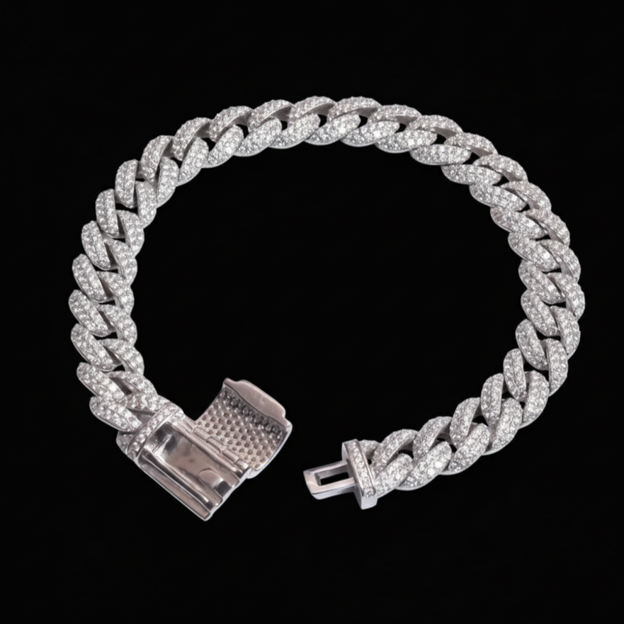 Moissanite Cuban bracelet for her in Sterling Silver, perfect for gift