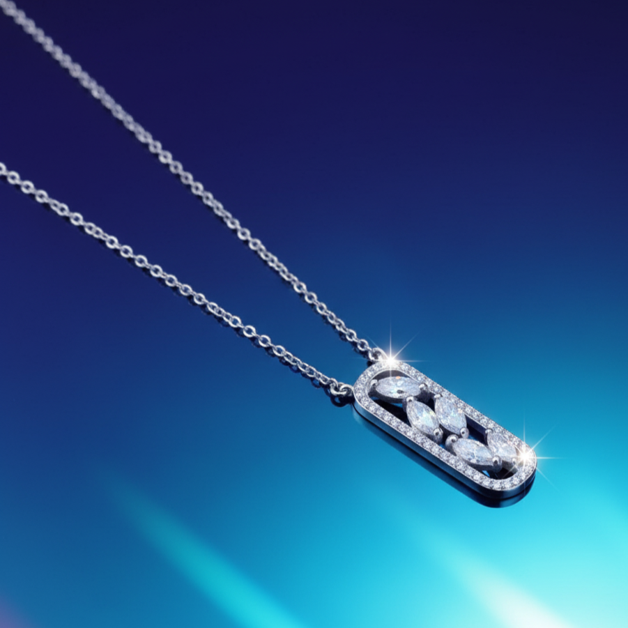 Moissanite Diamond Pendant for Men in Sterling Silver