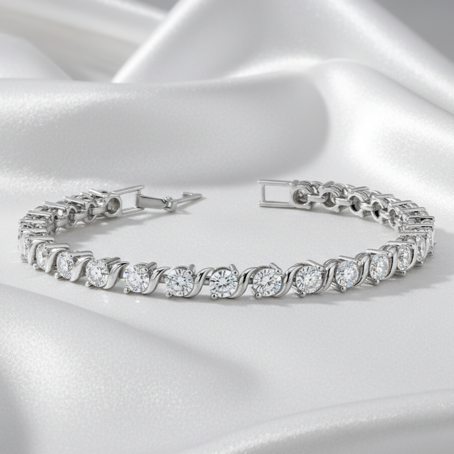 Eternity Moissanite Bracelet in 925 Silver with Moissanite Diamond