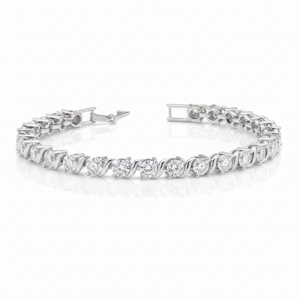 Eternity Moissanite Bracelet in 925 Silver with Moissanite Diamond