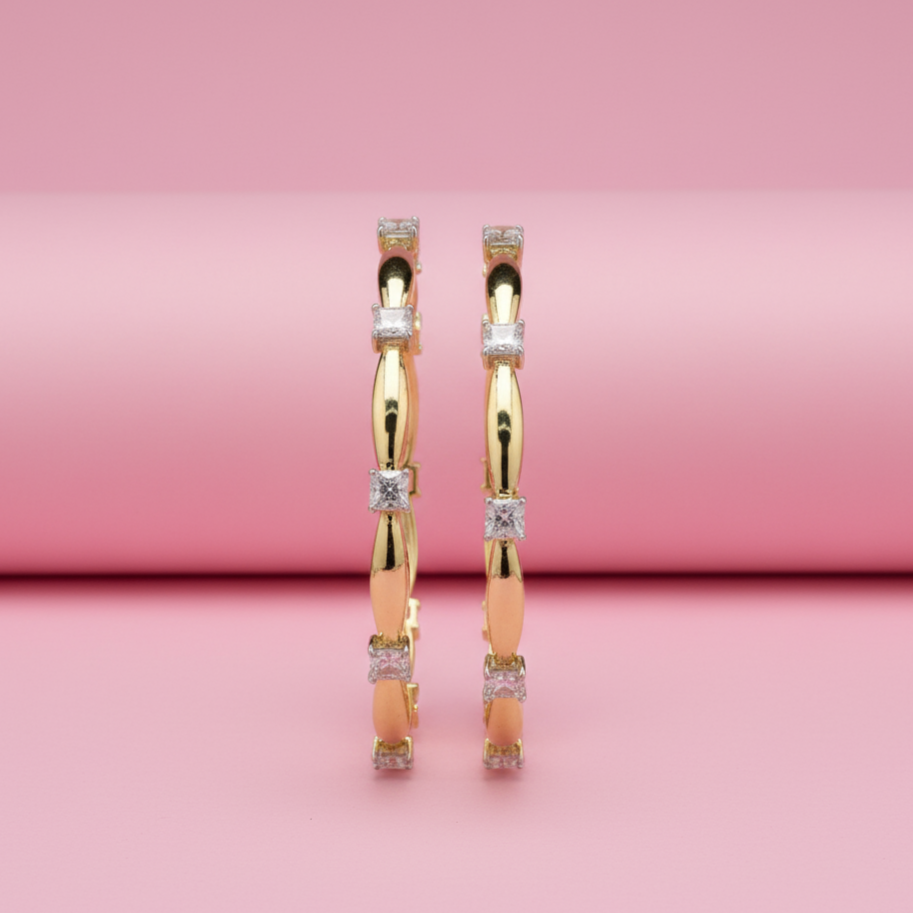 Gold Rhodium Plated Silver Moissanite Bangles