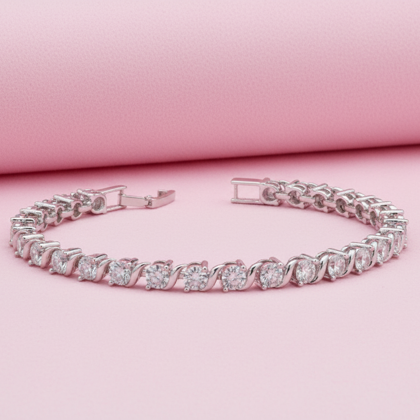 Eternity Moissanite Bracelet in 925 Silver with Moissanite Diamond