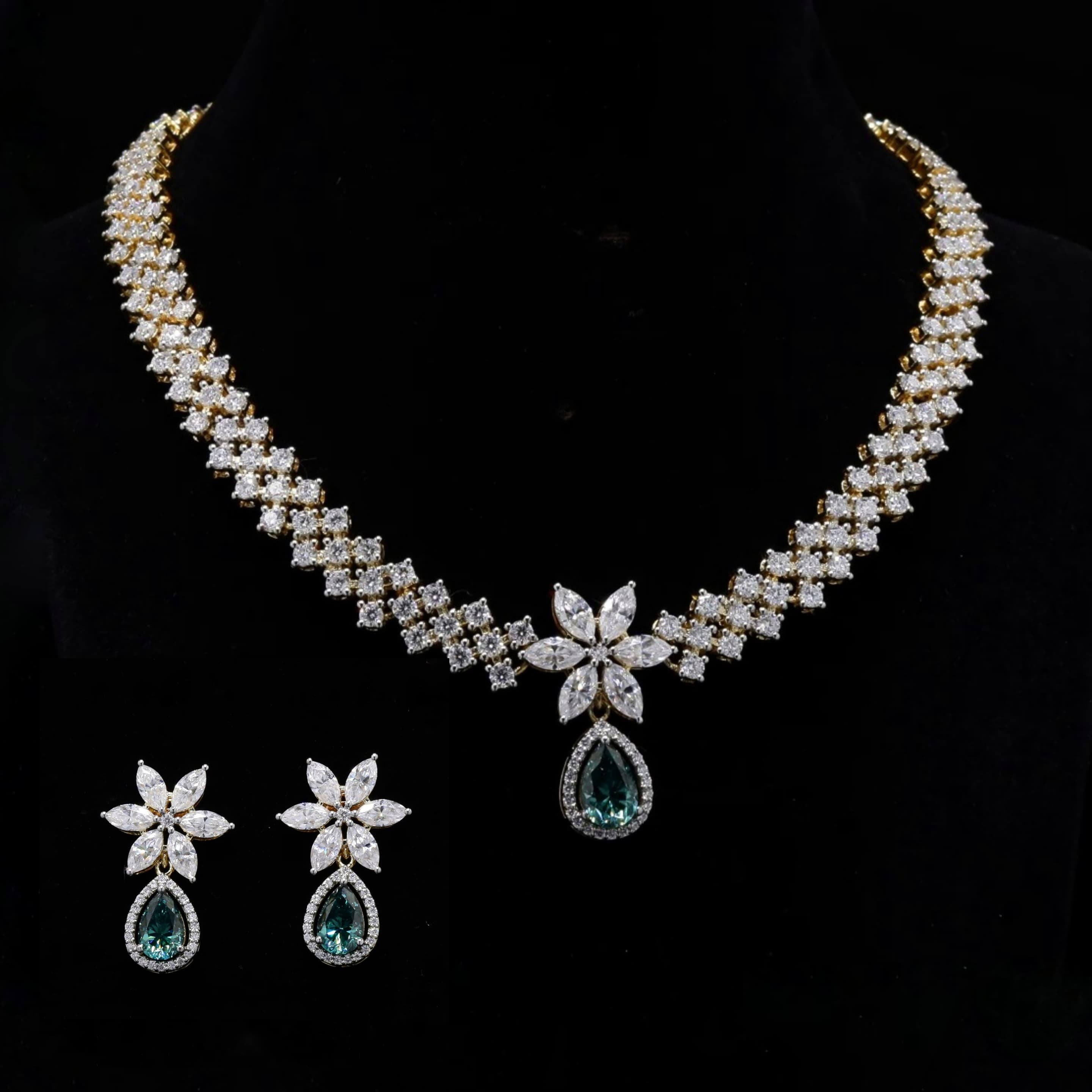 Classic Lab-Grown Emerald Neckale in Sterling Silver with Moissanite Diamond
