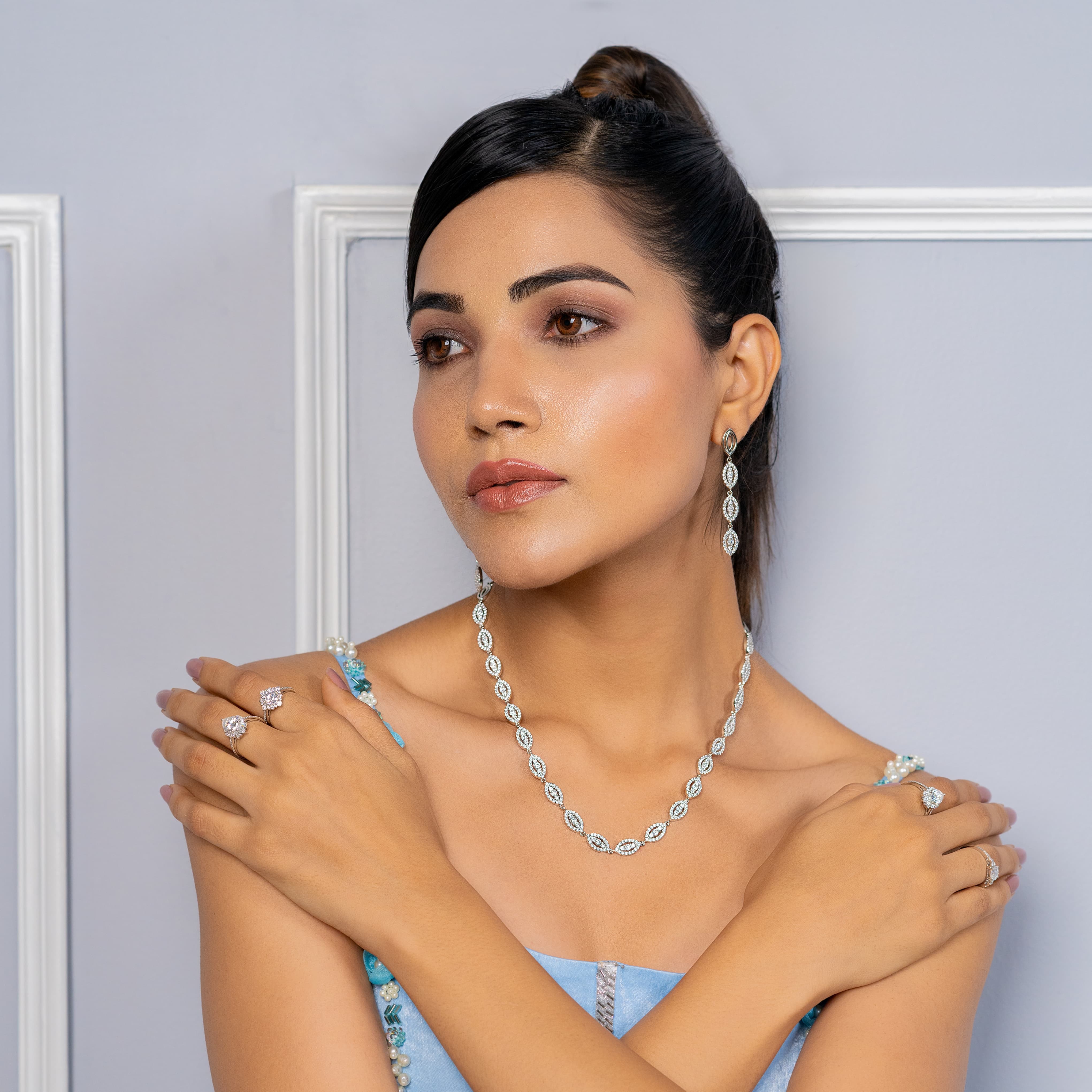 Stackable Moissanite Necklace in 925 Silver with Moissanite Diamond