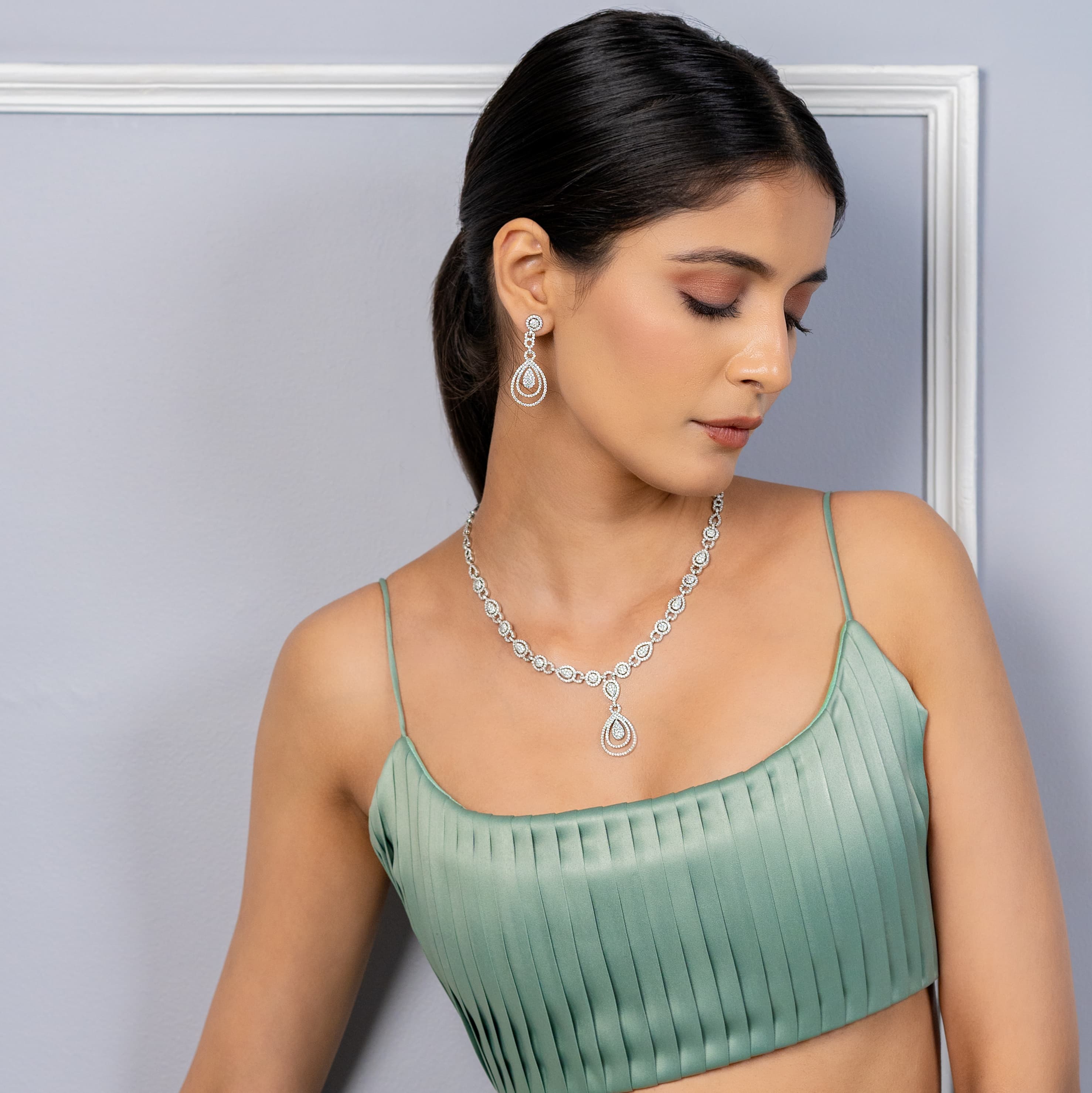 Cocktail Spark Moissanite Necklace in 925 Silver