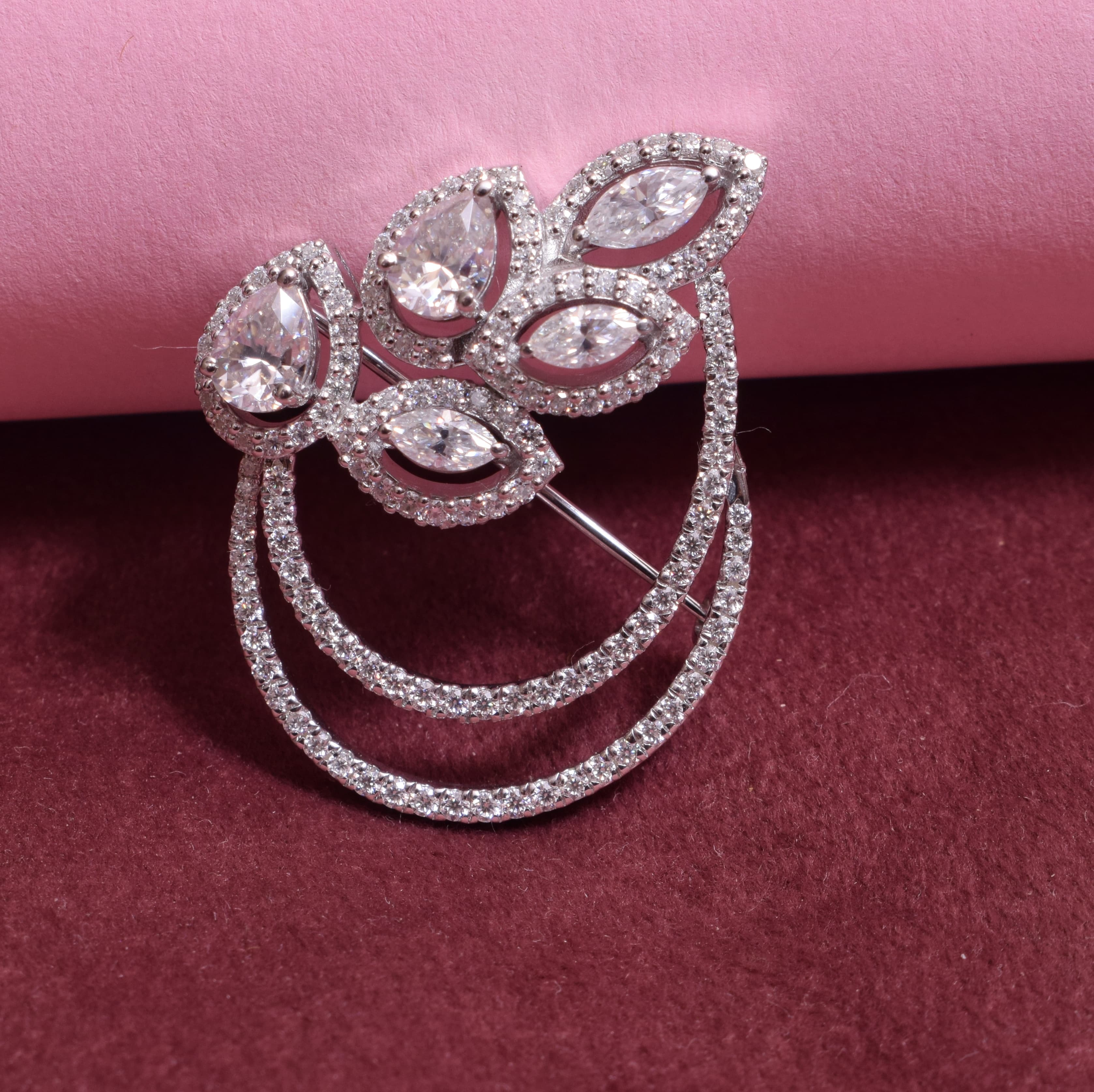 Moissanite Pear & Marquise Shape Designer Brooch for Men