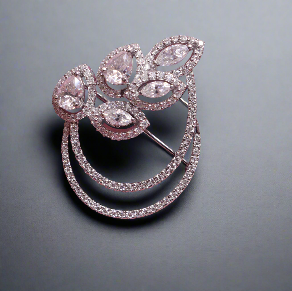 Moissanite Pear & Marquise Shape Designer Brooch for Men