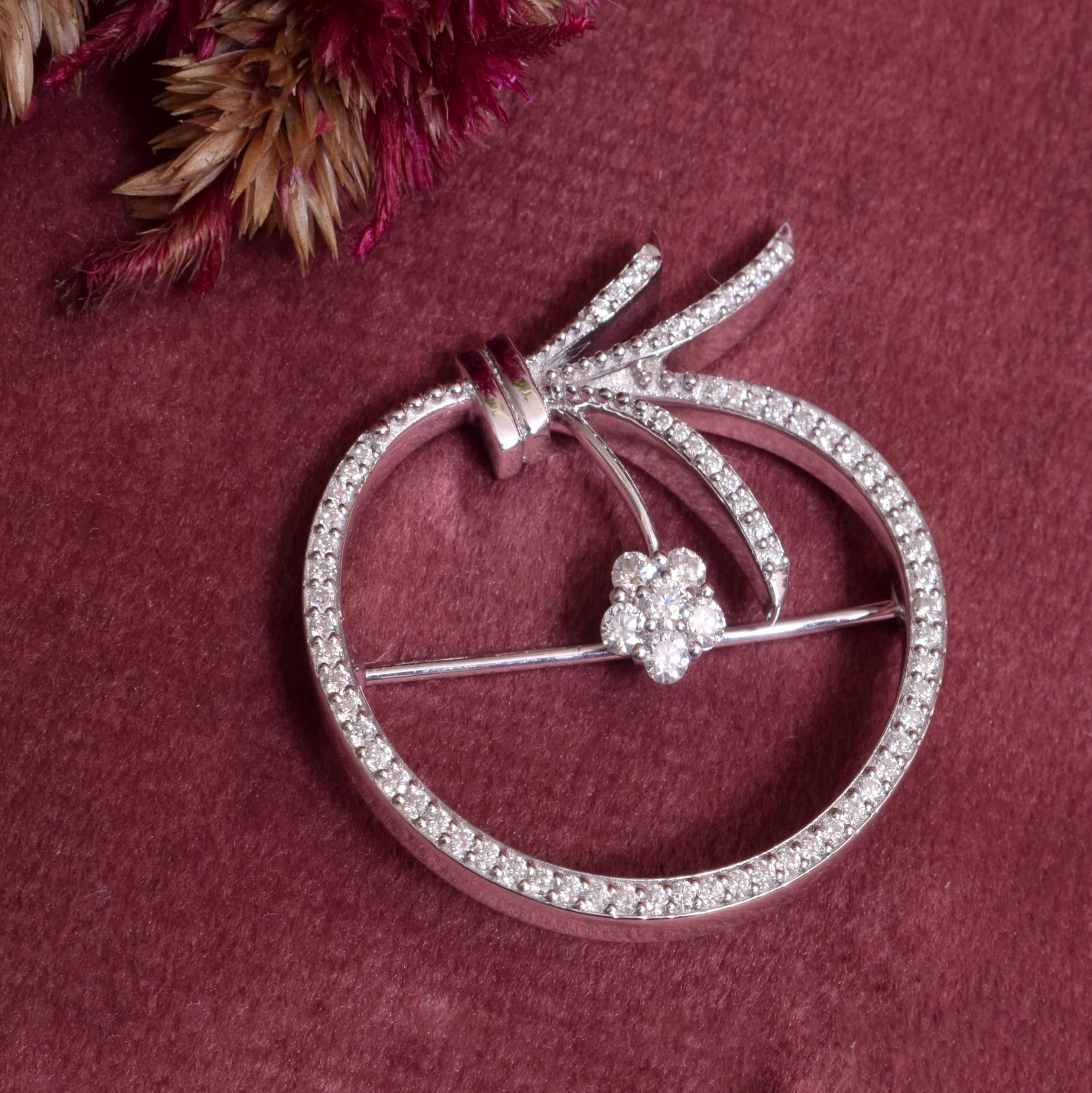 Elegant Apple Design Moissanite Brooch Pin for Men’s Suit or Kurta