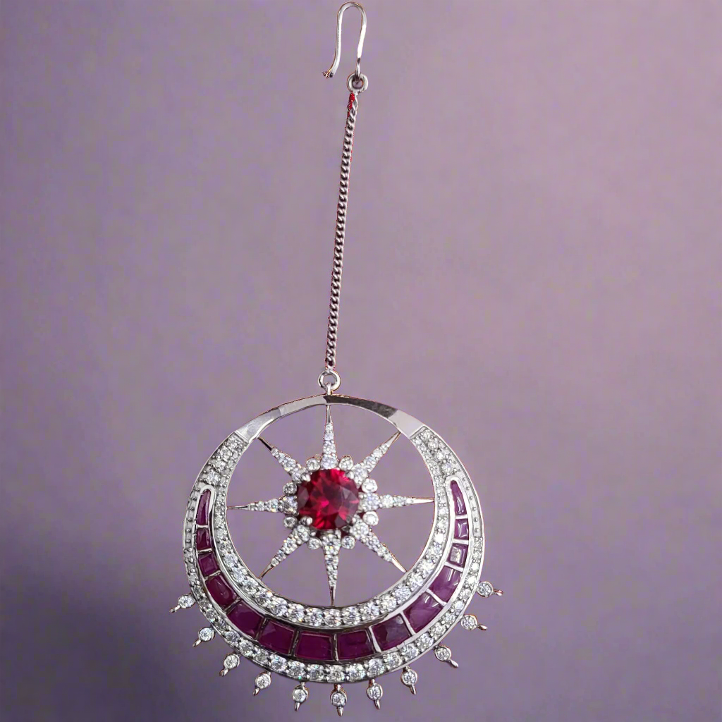 Jaipur Royale Mang Tika in 925 silver with Moissanite
