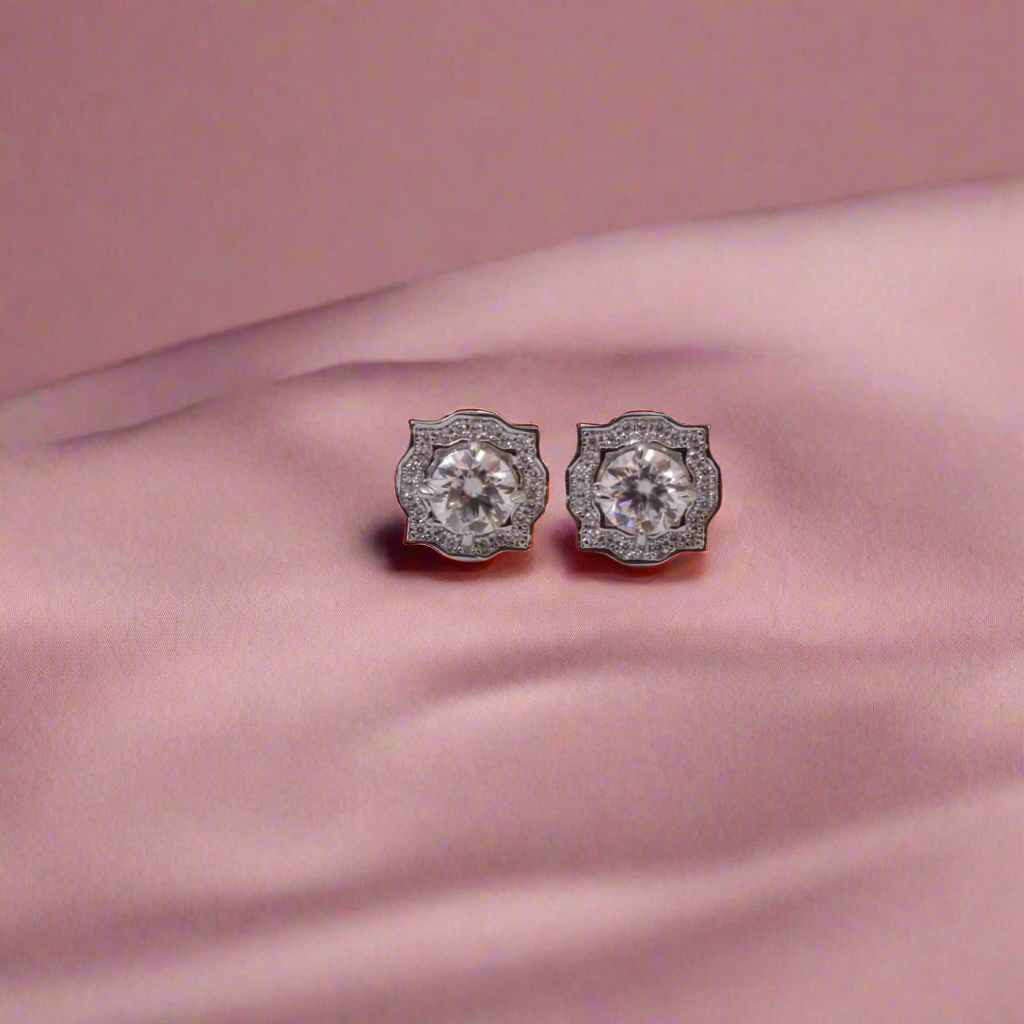 Sparkling Treasure Round Sterling Silver Moissanite Studs Earring