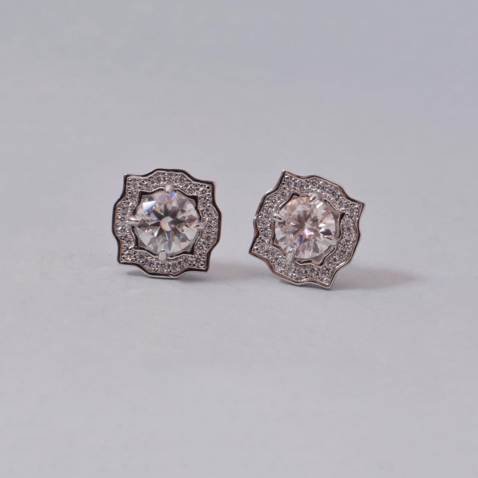 Sparkling Treasure Round Sterling Silver Moissanite Studs Earring