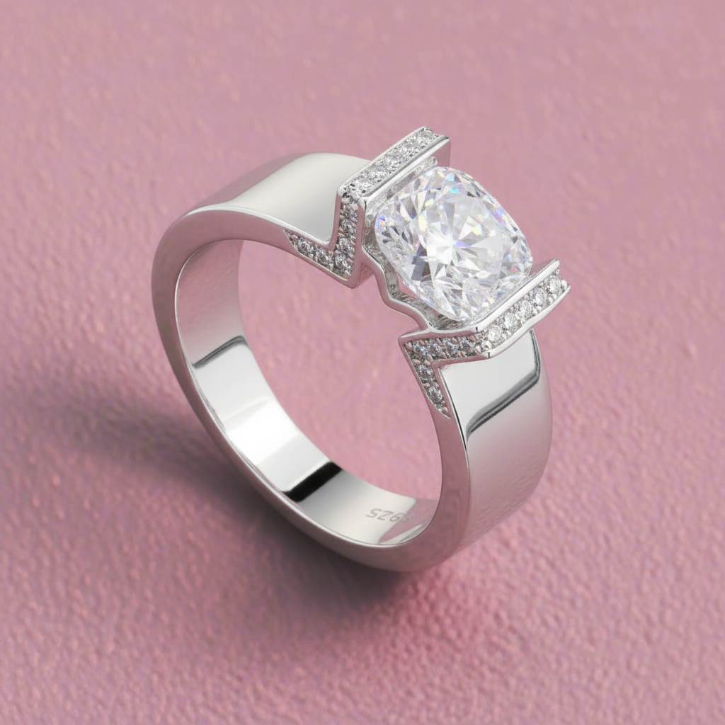 Starlit Crown Moissanite Solitaire Engagement Ring in 925 Silver