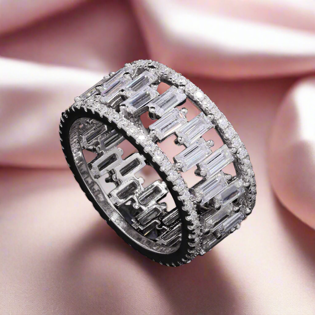 Timeless Moissanite Ring in Sterling Silver for her