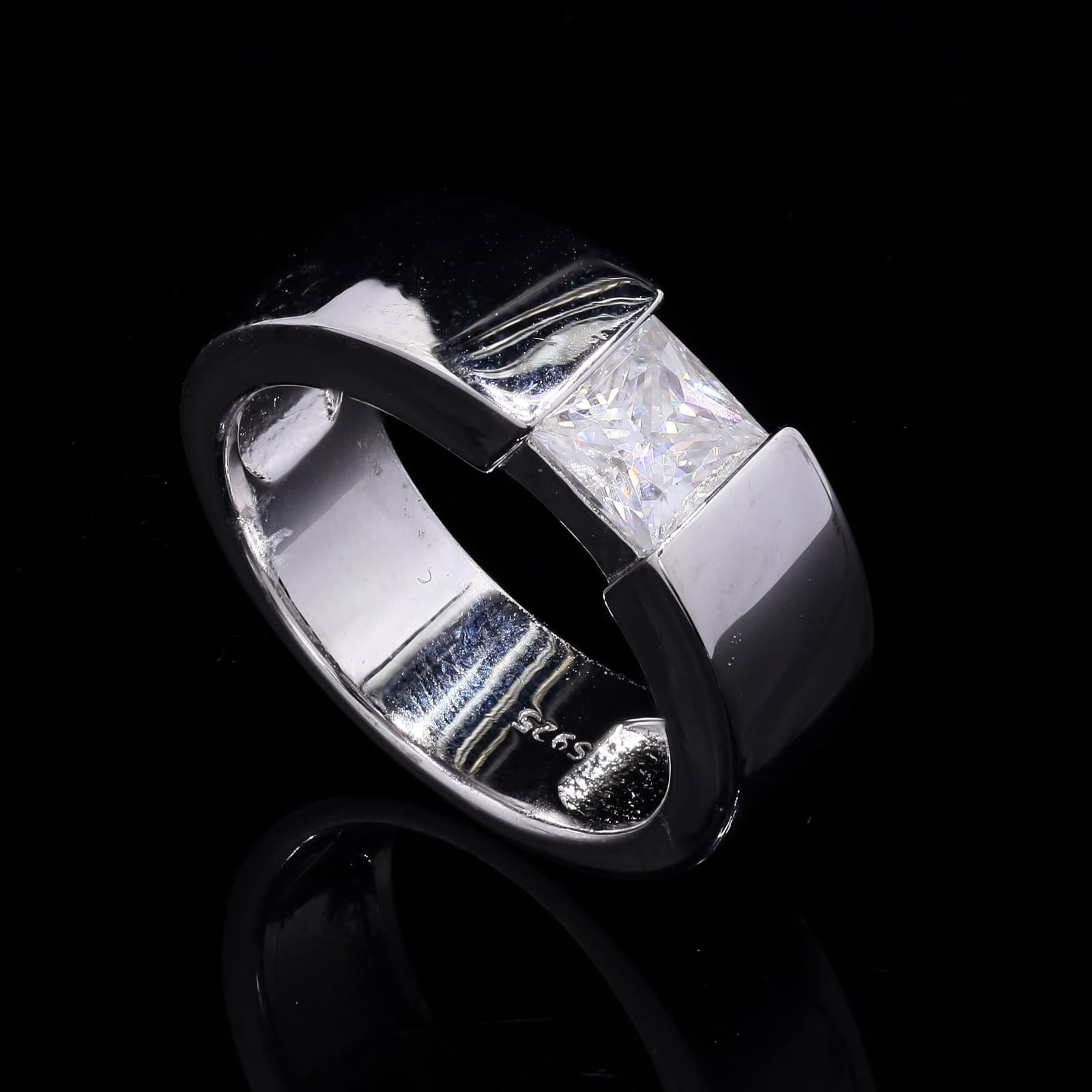 925 Silver Moissanite Solitaire Ring for Men