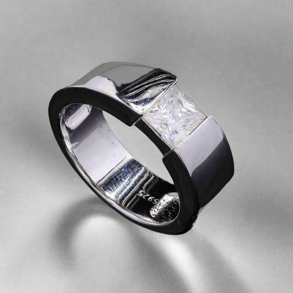 925 Silver Moissanite Solitaire Ring for Men