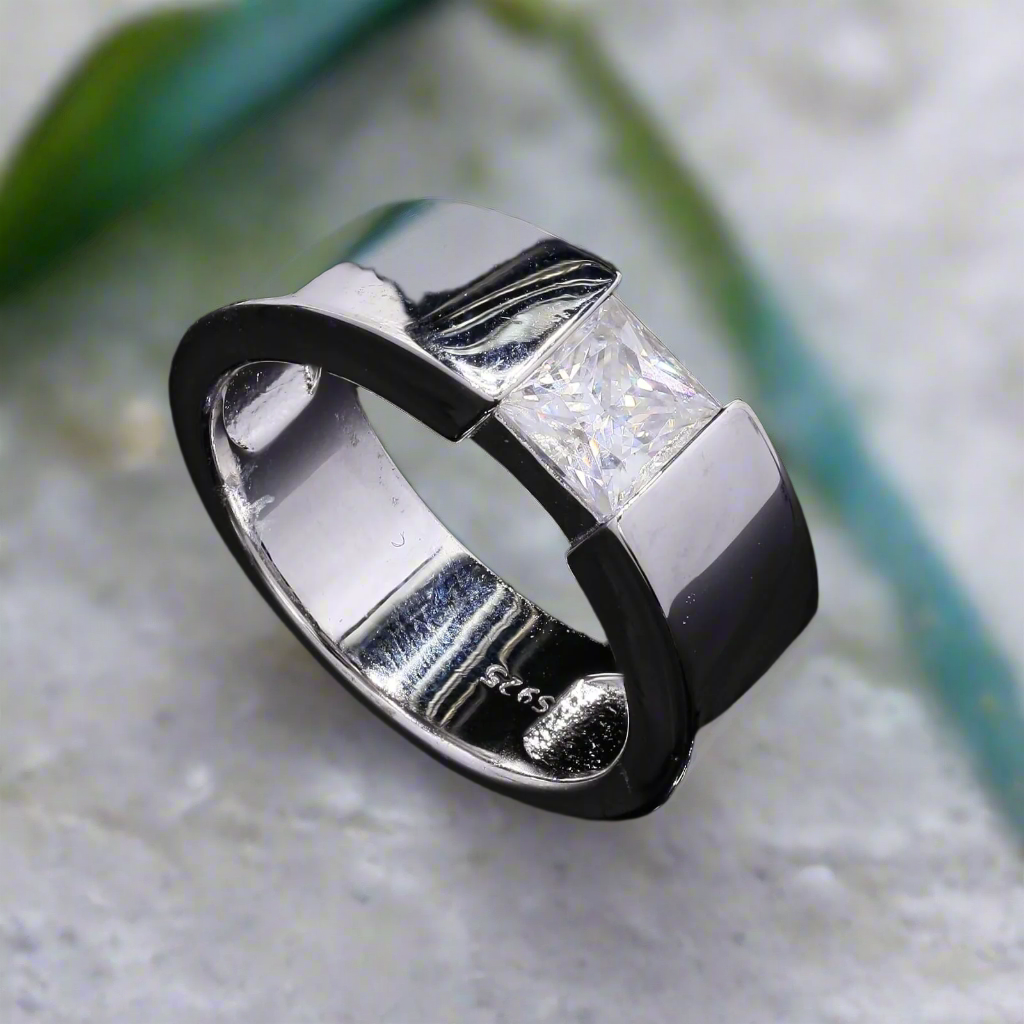 925 Silver Moissanite Solitaire Ring for Men