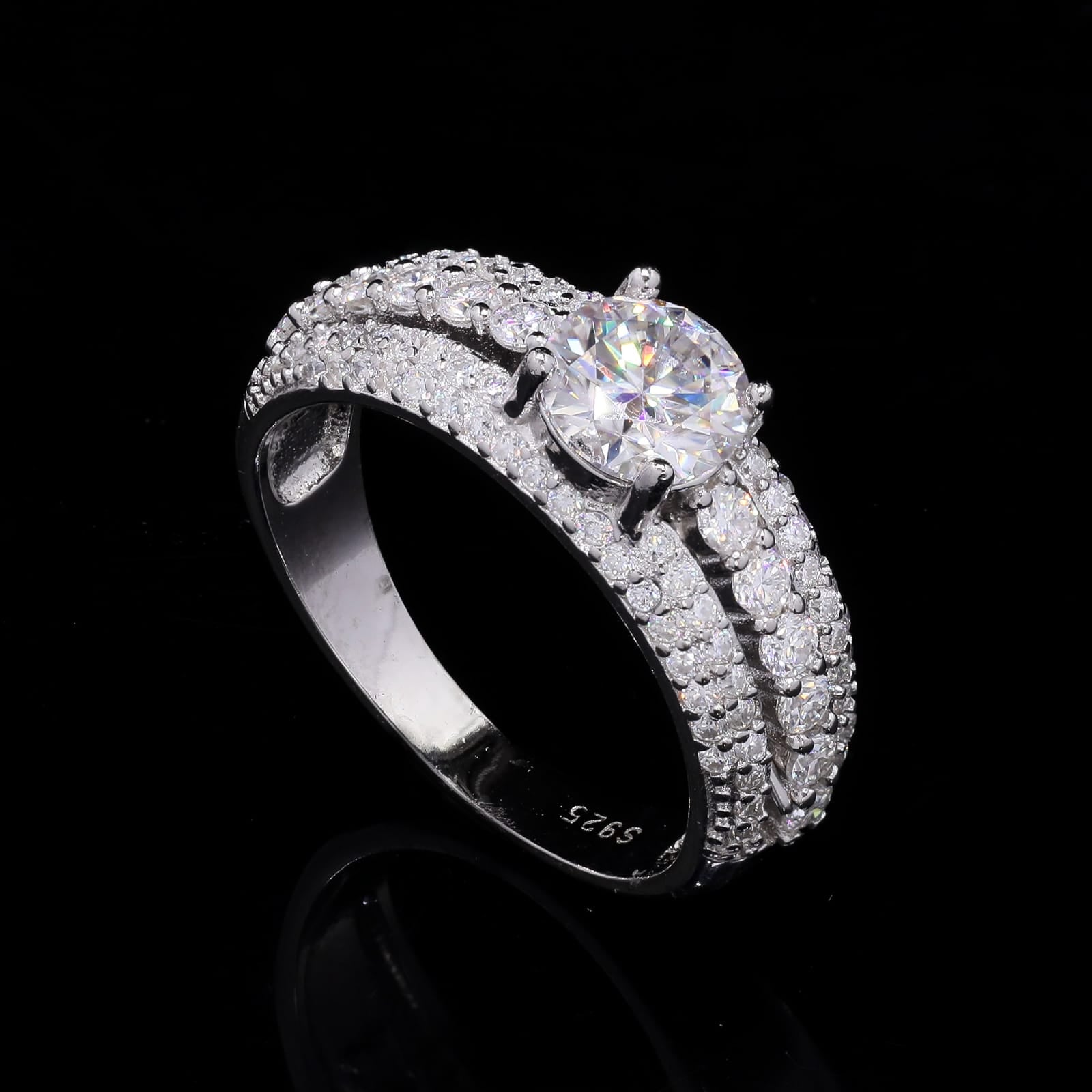 Brilliance Band Silver Moissanite Ring