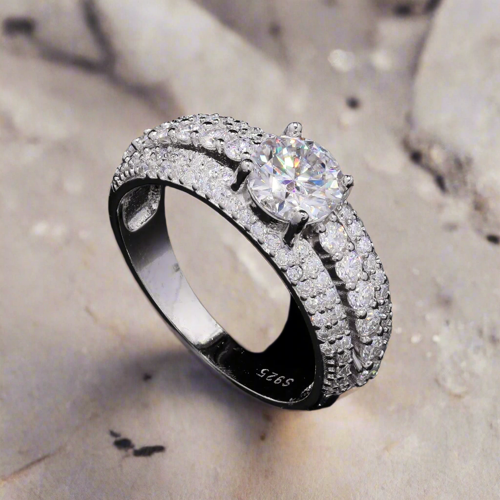Brilliance Band Silver Moissanite Ring
