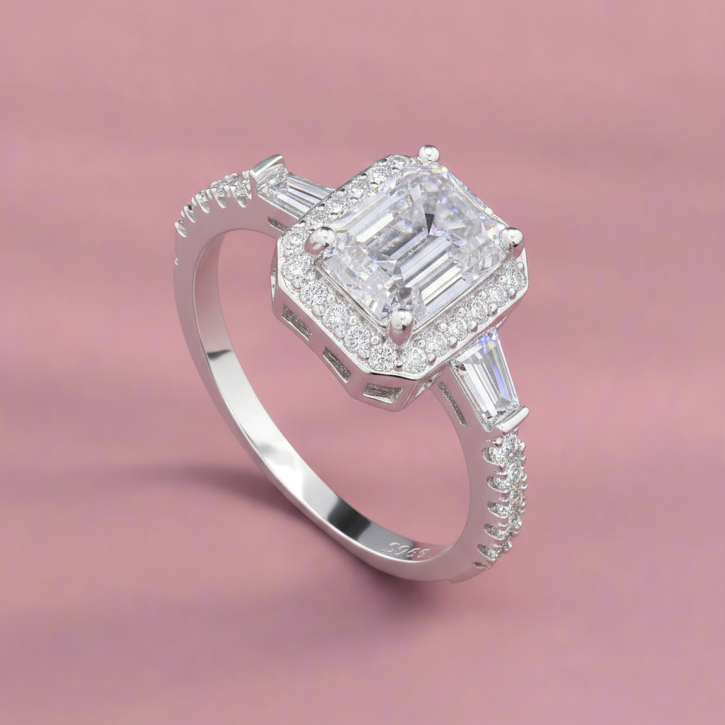 Starlight Glow Silver Moissanite Ring in Moissanite| 925 silver