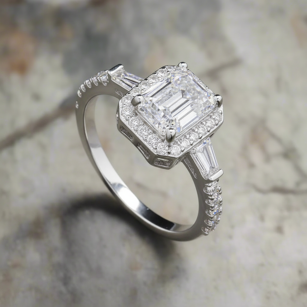 Starlight Glow Silver Moissanite Ring in Moissanite| 925 silver
