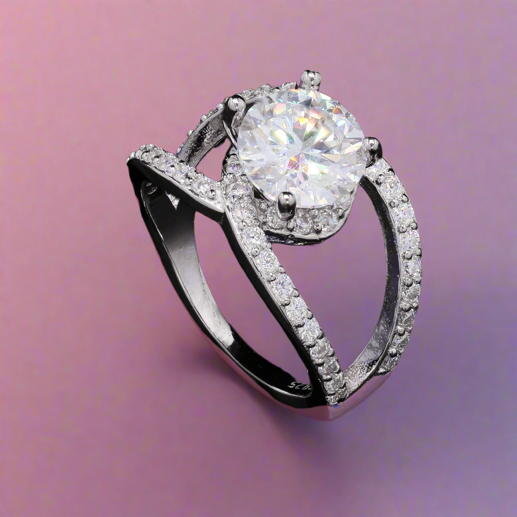 Celestial Shine Silver Moissanite Ring
