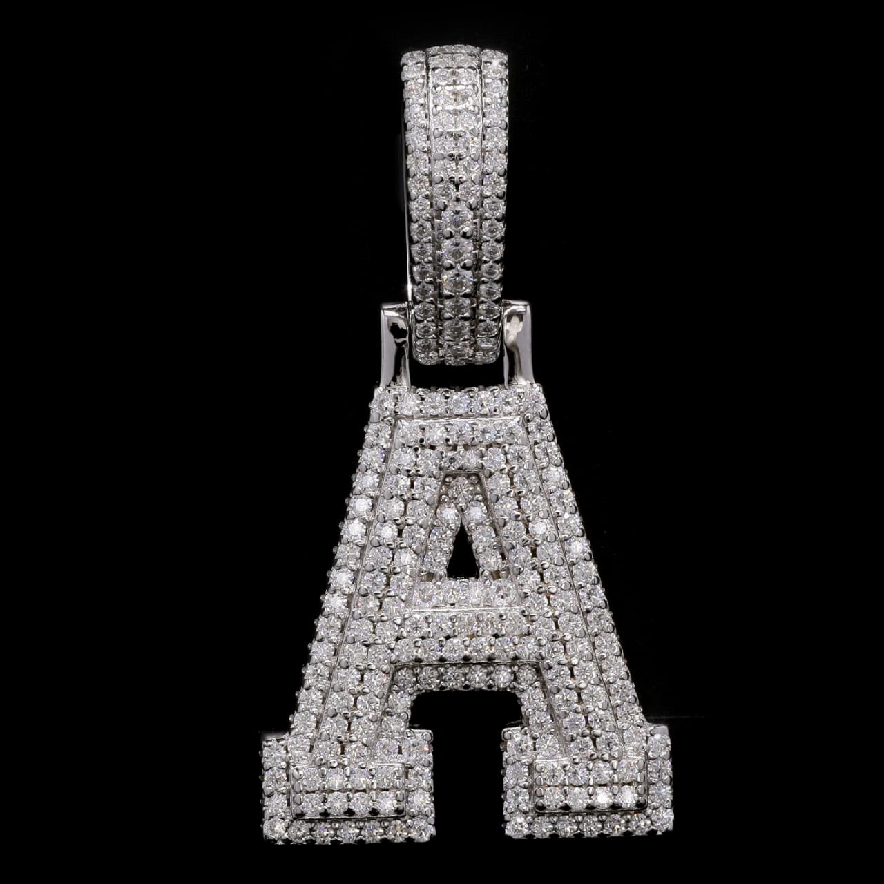Sterling Silver Luxury Moissanite Initial A Charm Pendant for him