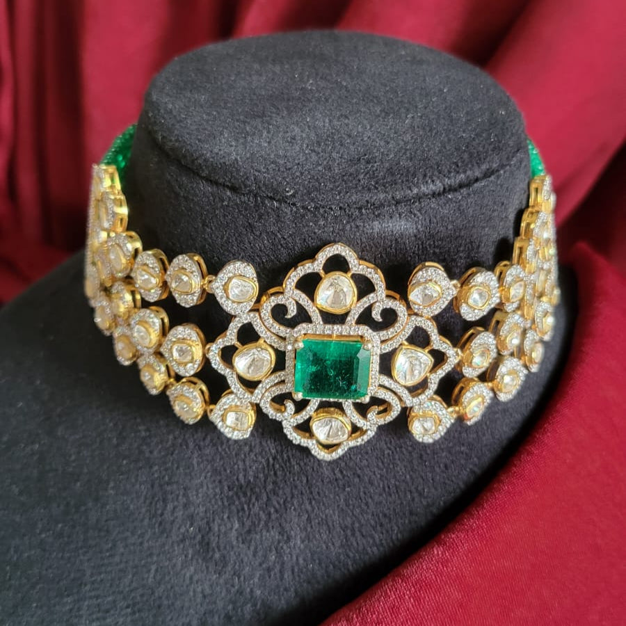 Traditional Polki Necklace Set in 925 silver