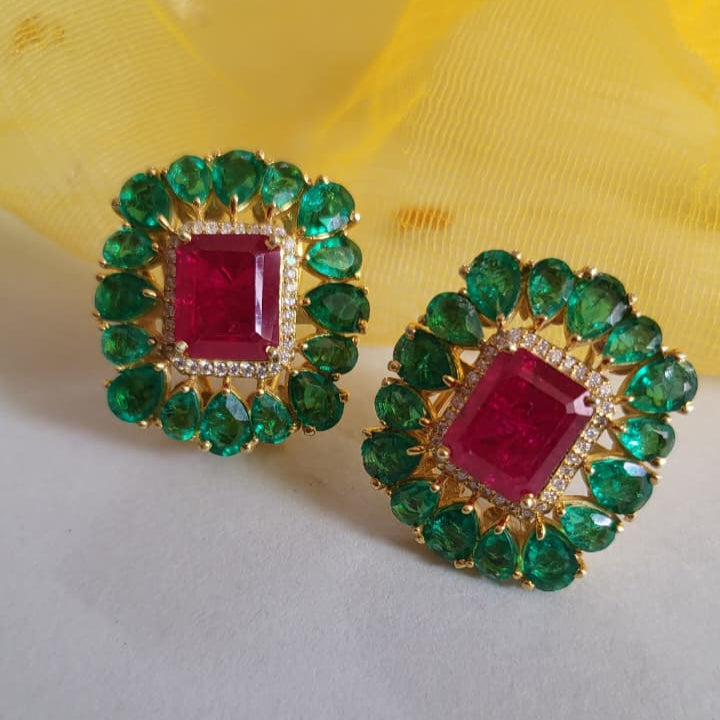 Lab-Grown Emerald Earrings in 925 Silver