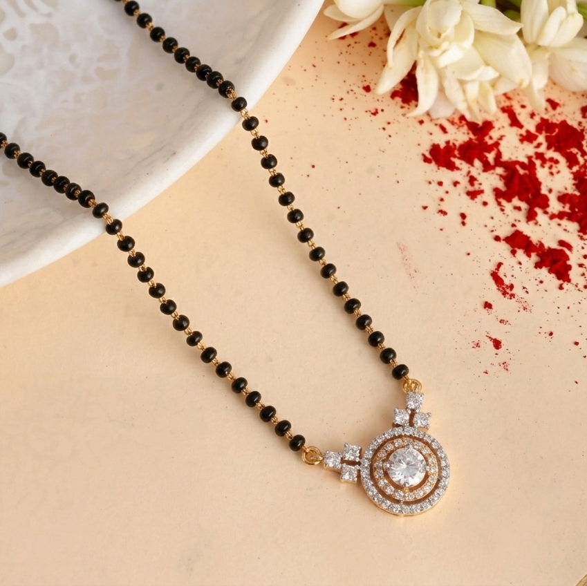 Modern Viva Moissanite Mangalsutra in 925 Silver with Rhodium Plating | The Modern Bride’s Daily Essential