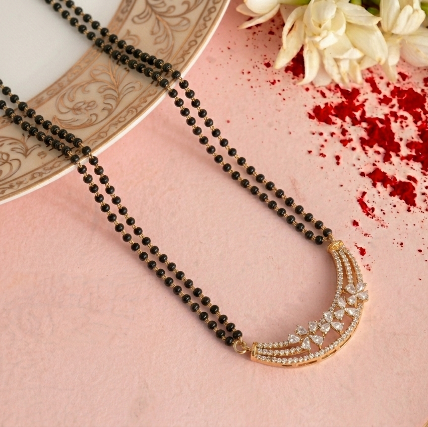 Celeste Shine Mangalsutra in 925 Silver with Rhodium Plating | Lightweight & Perfect for Daily Wear