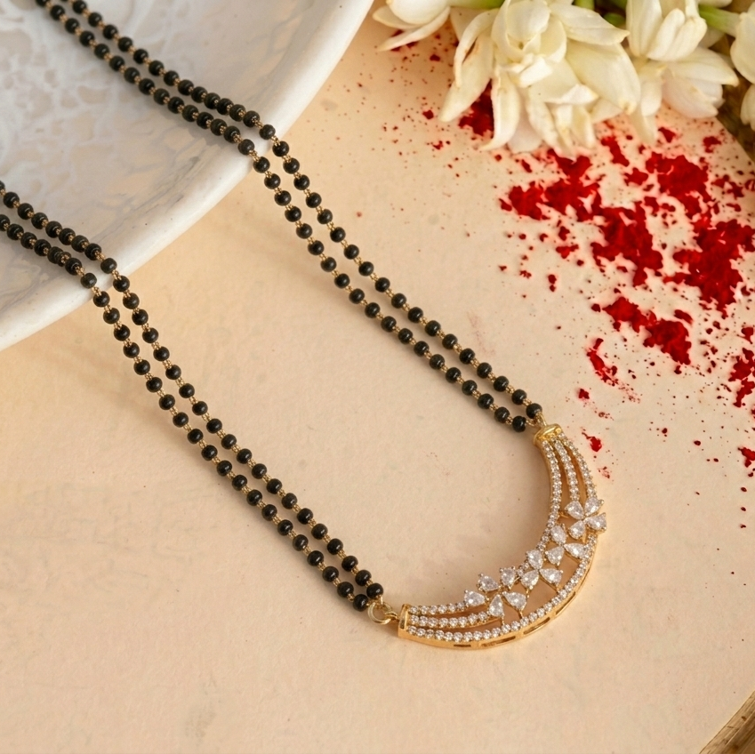 Celeste Shine Mangalsutra in 925 Silver with Rhodium Plating | Lightweight & Perfect for Daily Wear