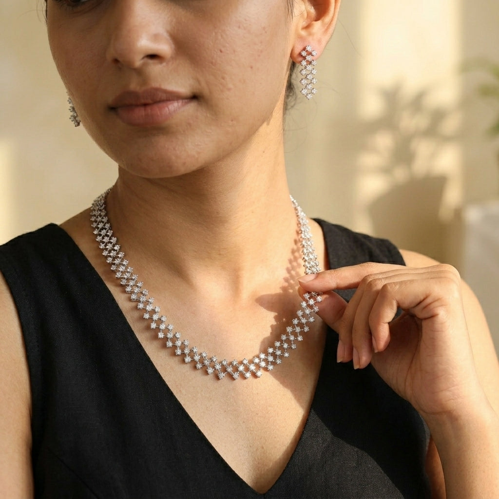 Shimmer Dot Moissanite Necklace in Sterling Silver