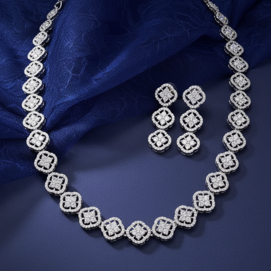 925 Silver Moissanite Round Necklace with Moissanite Diamond
