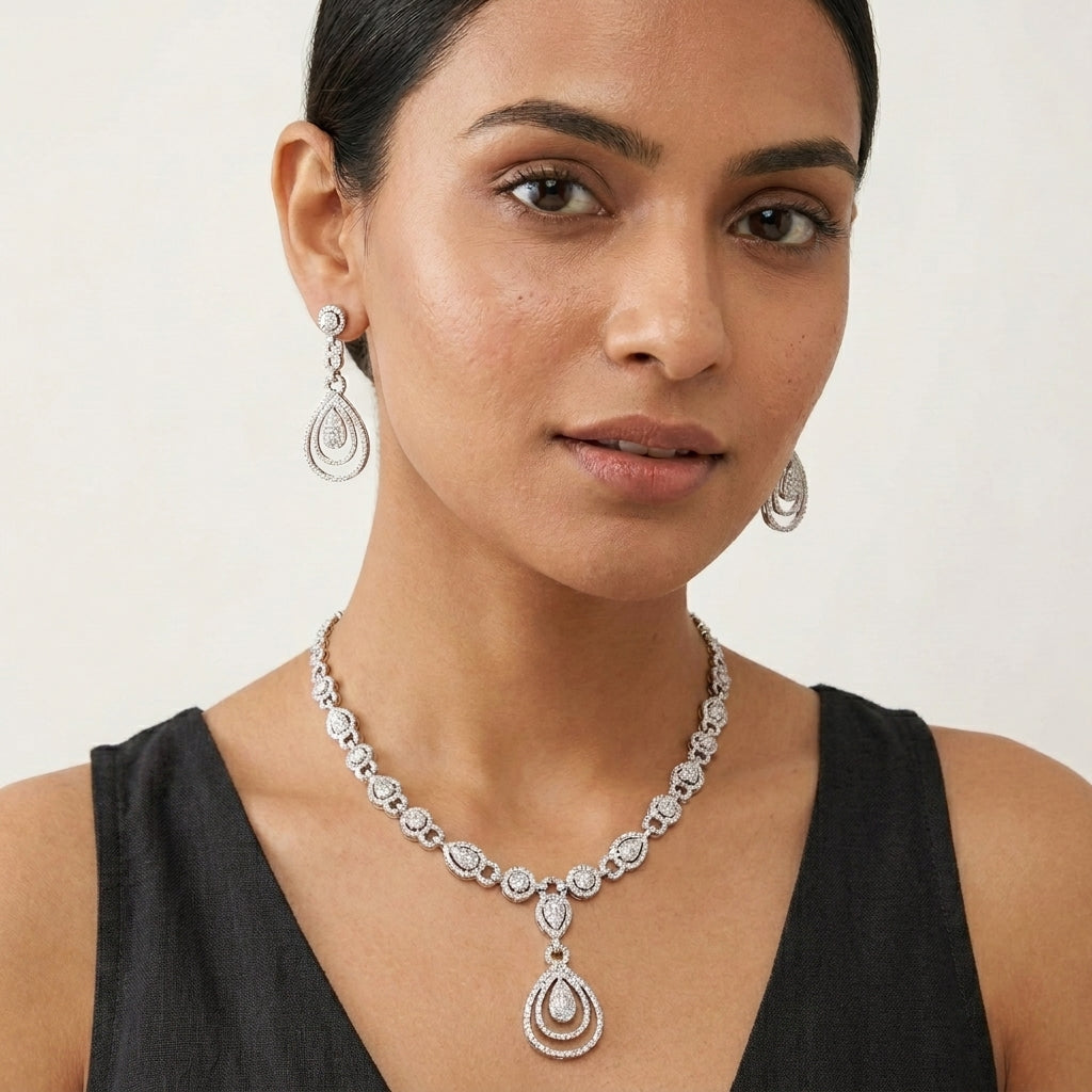 Cocktail Spark Moissanite Necklace in 925 Silver