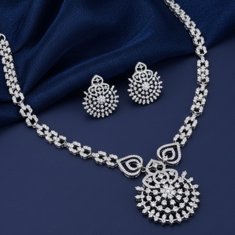 Bridal Moissanite Necklace Set in 925 Silver