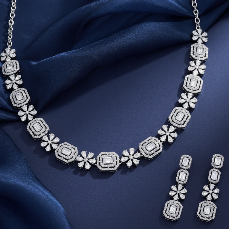 Starlight Moissanite Necklace in Sterling Silver with Moissanite