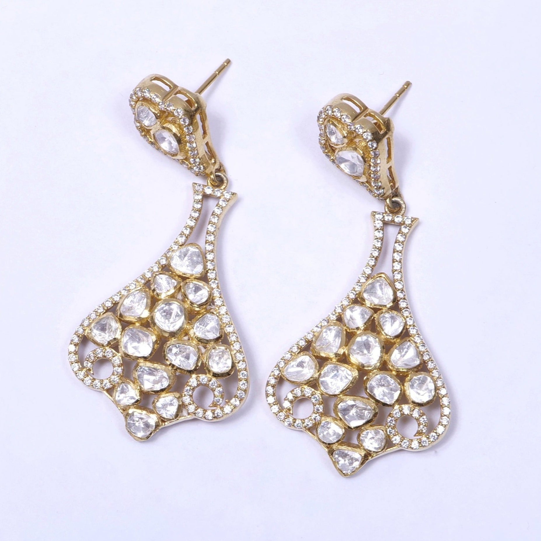 Moissanite Polki long Earrings